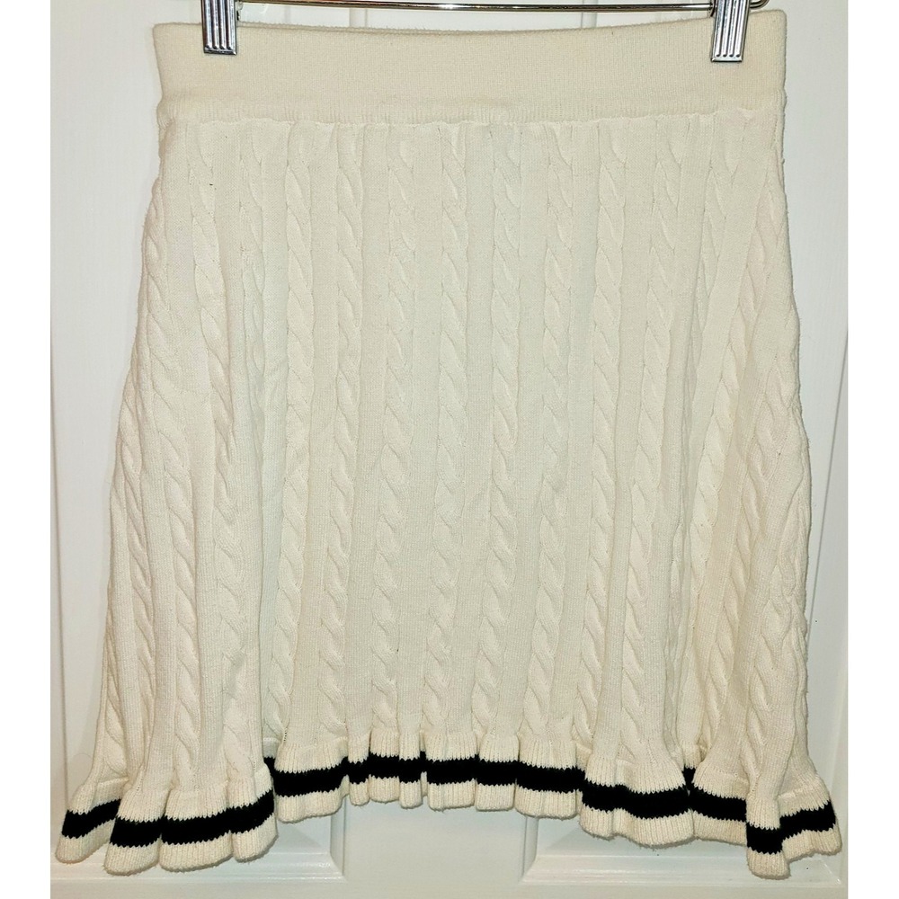 WILLOW & WIND White Cable Knit Small Tennis Striped Sweater Mini Skirt‎ Preppy